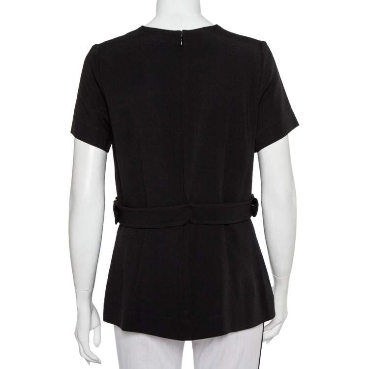 Pre Owned Stella McCartney Black Crepe Side Buckle Detail Top L