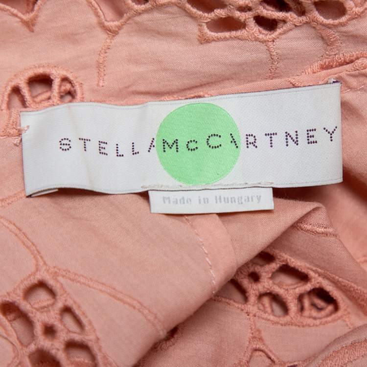 Pre Owned Stella McCartney Pink Eyelet Lace Back Button Detail Top S