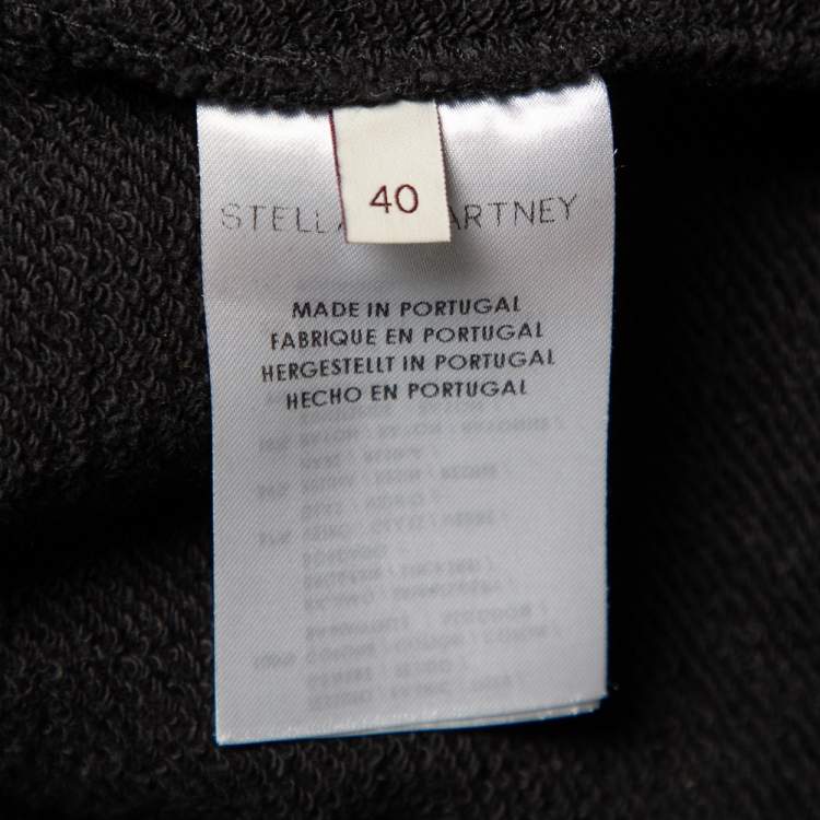 Pre Owned Stella McCartney Black Cotton Crystal Embellished & Applique Detail Crewneck Sweatshirt S