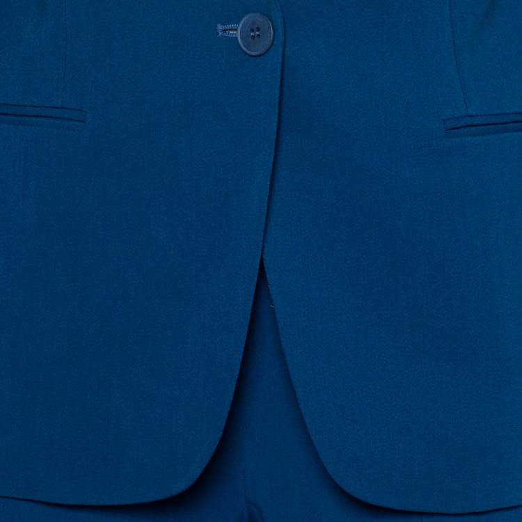 Pre Owned Stella McCartney Blue Crepe Button Front Blazer & Zipper Detail Elastic Waist Trousers S