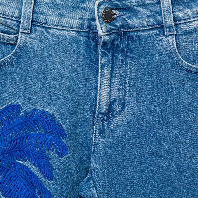 Pre Owned Stella McCartney Blue Denim Palm Embroidered Flared Jeans M