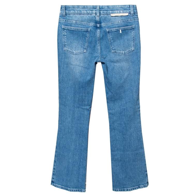 Pre Owned Stella McCartney Blue Denim Palm Embroidered Flared Jeans M