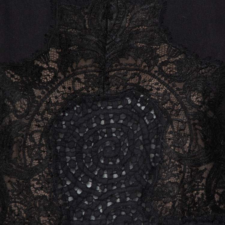 Pre Owned Stella McCartney Black Crepe & Lace Oversized Mini Dress M