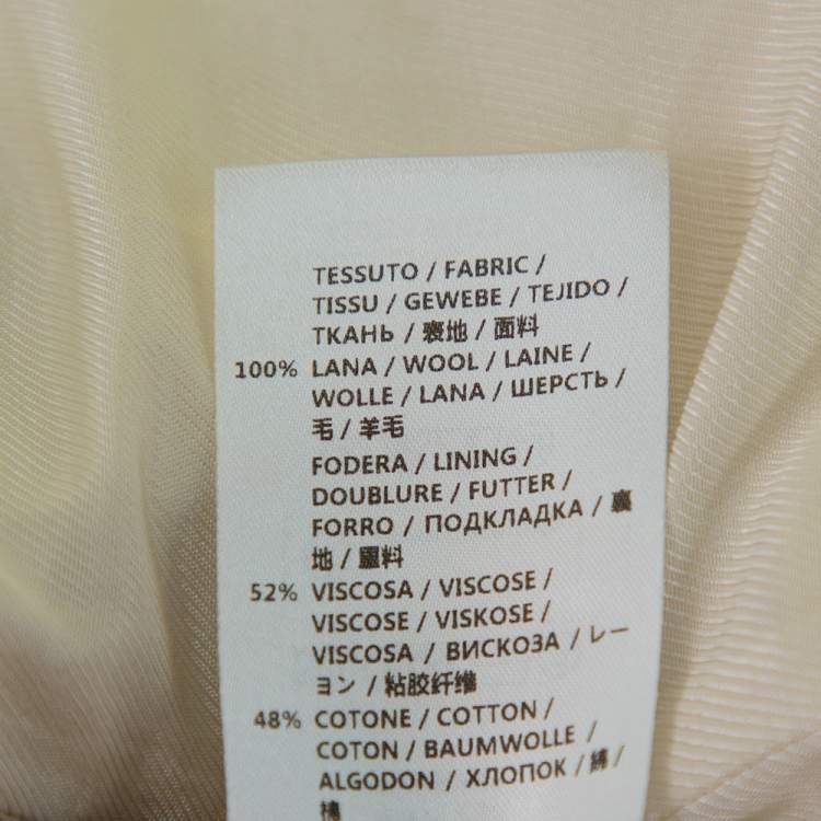 Pre Owned Stella McCartney Cream Wool Sleeveless Button Front Blazer Coat M