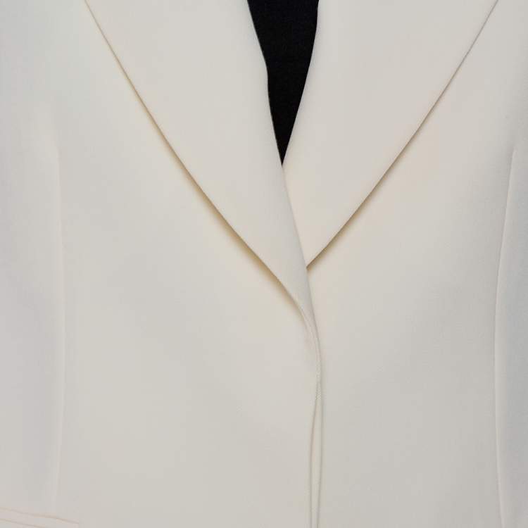 Pre Owned Stella McCartney Cream Wool Sleeveless Button Front Blazer Coat M