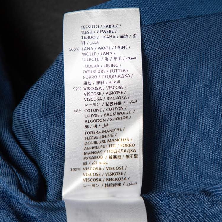 Pre Owned Stella McCartney Blue Wool Contrast Collar Trim Blazer & Tapered Leg Trousers S