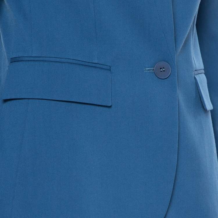 Pre Owned Stella McCartney Blue Wool Contrast Collar Trim Blazer & Tapered Leg Trousers S