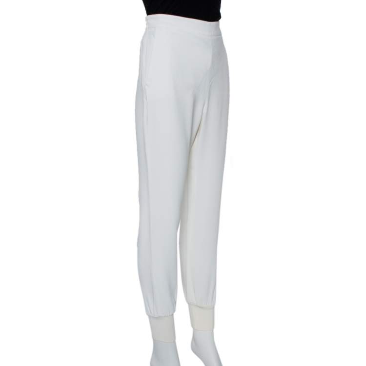Pre Owned Stella McCartney White Crepe Julia Joggers S