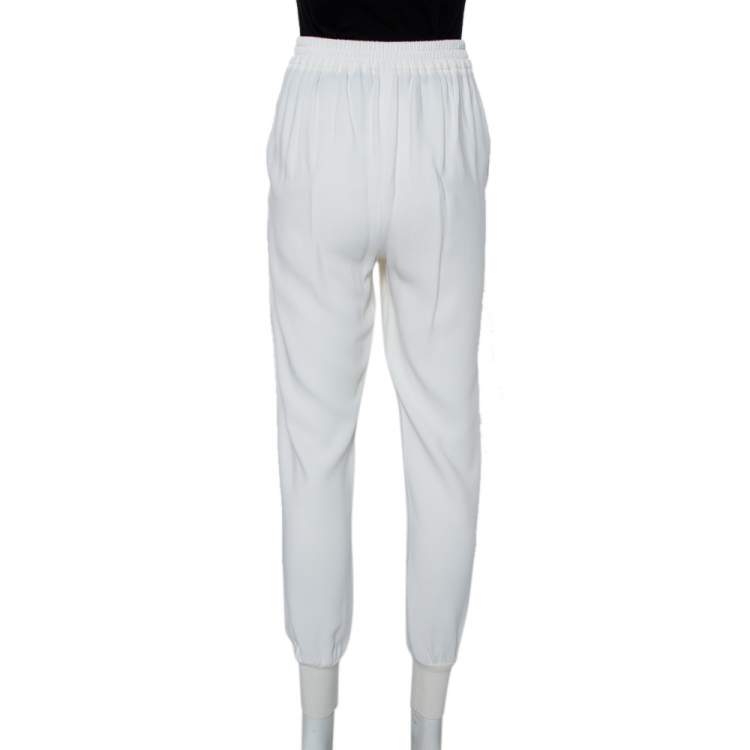 Pre Owned Stella McCartney White Crepe Julia Joggers S