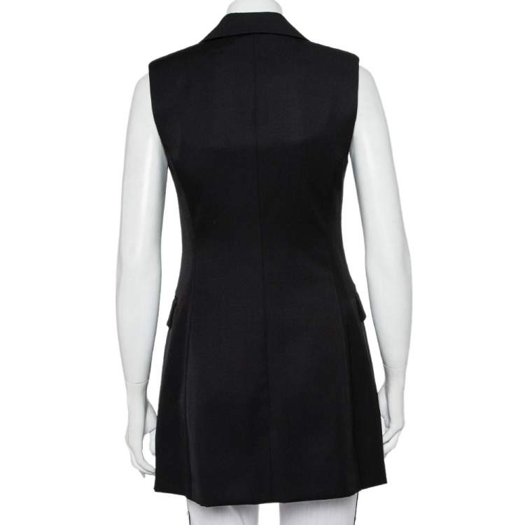 مملوكة مسبقًا Stella McCartney Black Wool Sleeveless Long Blazer Jacket S