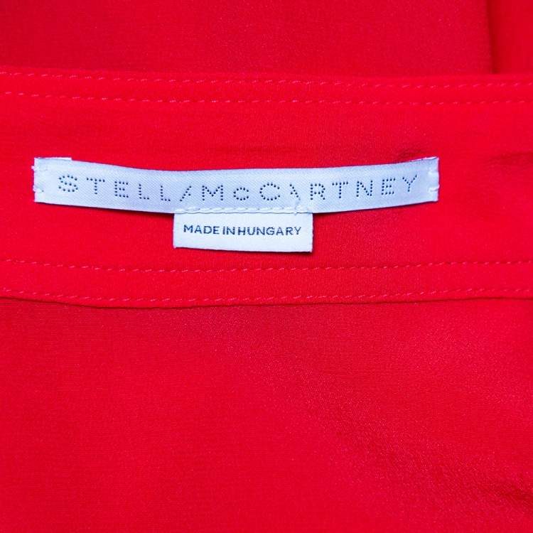Pre Owned Stella McCartney Red Silk Ruffle Detail Ashlyn Midi Skirt S