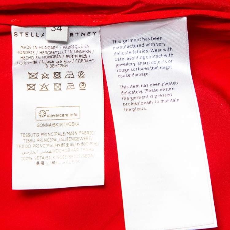 Pre Owned Stella McCartney Red Silk Ruffle Detail Ashlyn Midi Skirt S