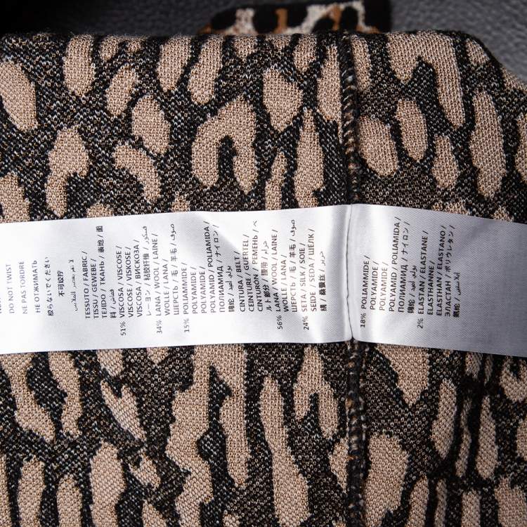 Pre Owned Stella McCartney Brown Leopard Print Jacquard Bootcut Cropped Pants XS
