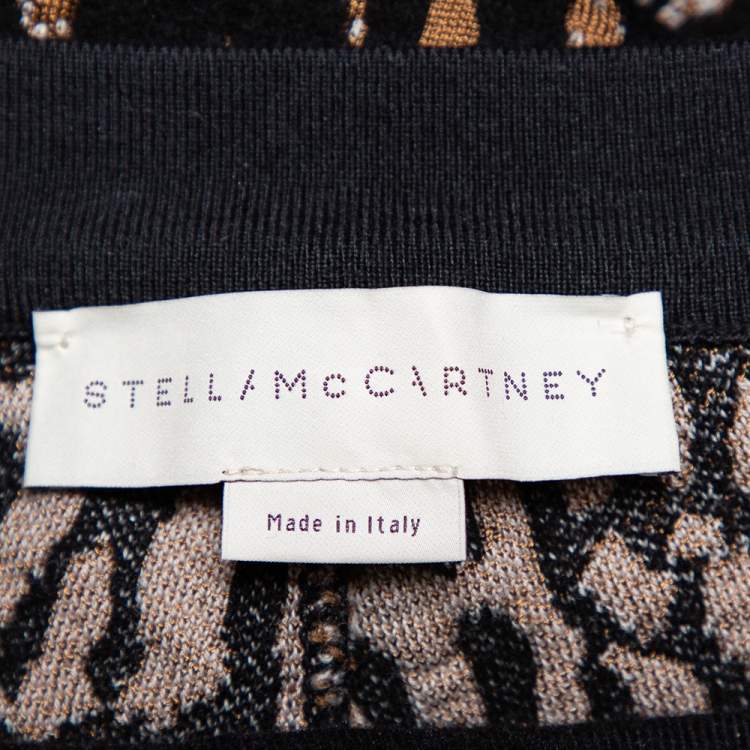 Pre Owned Stella McCartney Brown Leopard Print Jacquard Bootcut Cropped Pants XS