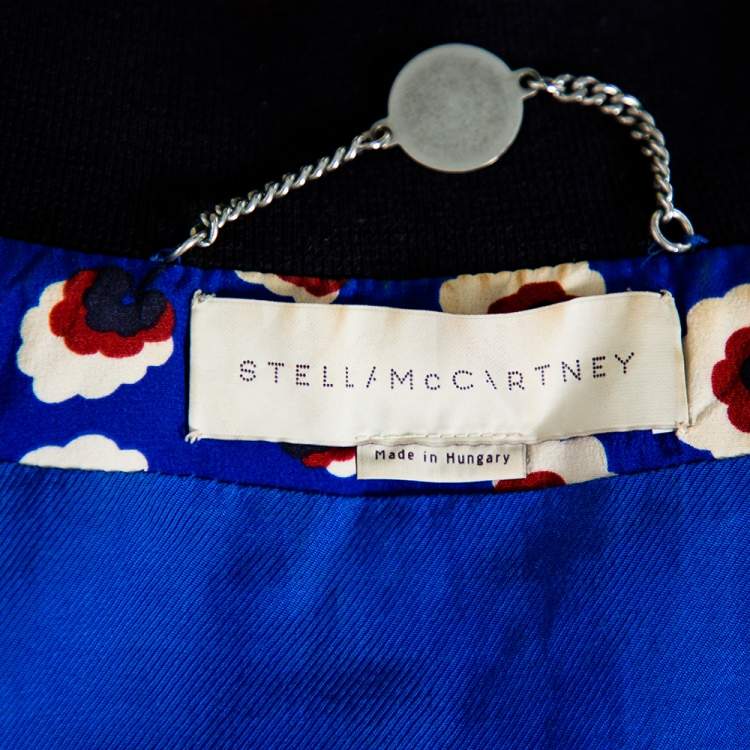 Pre Owned Stella McCartney Multicolor Printed Silk Zip Front Bomber Jacket S