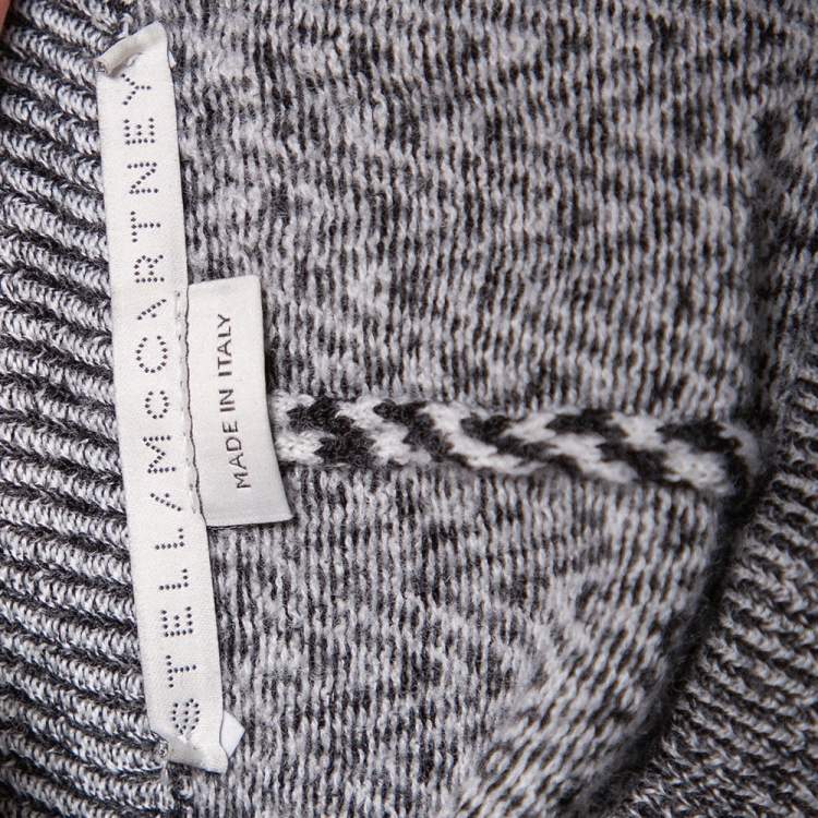 Pre Owned Stella McCartney Monochrome Zig Zag Patterned Wool & Silk Joggers XS