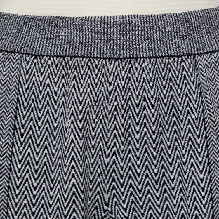 Pre Owned Stella McCartney Monochrome Zig Zag Patterned Wool & Silk Joggers XS