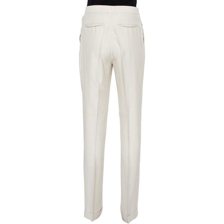 Pre Owned Stella McCartney Beige Crepe Straight Leg Pants S