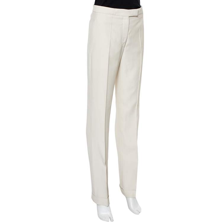 パンツ STELLA MCCARTNEY Women Straight Pants 543858 BEIGE Stella McCartney Women's Beige Silk Linen High Rise Dress