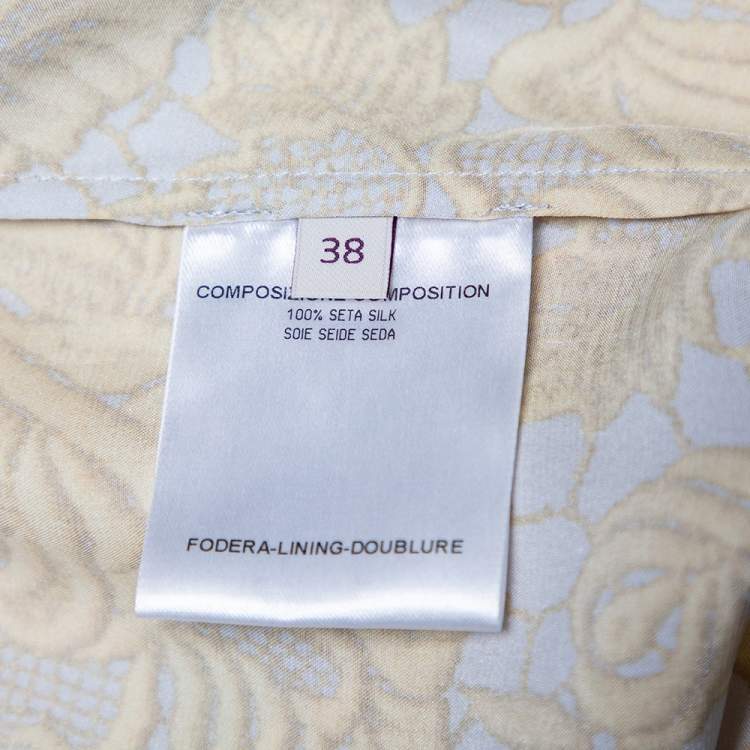 Pre Owned Stella McCartney Yellow Floral Printed Silk Tapered Pants S