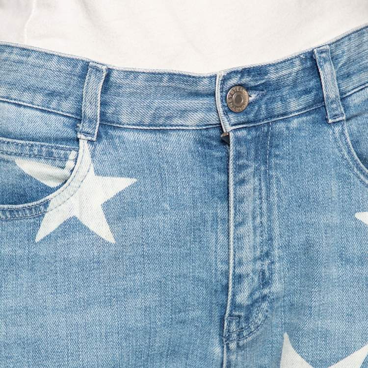 Pre Owned Stella McCartney Blue Denim Star Printed Denim Boyfriend Jeans M