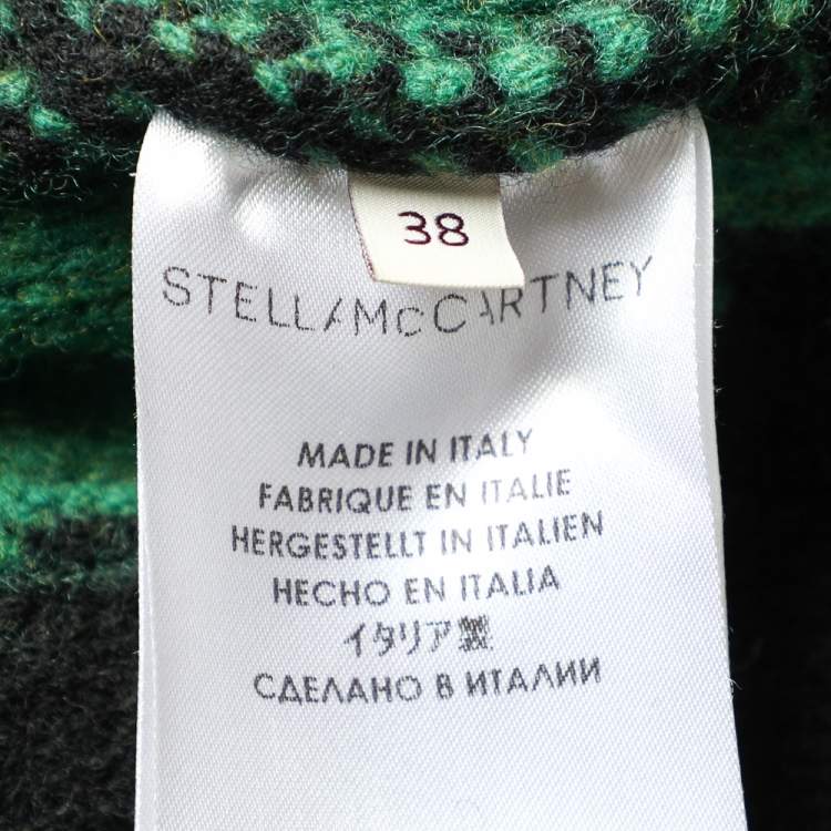Pre Owned Stella McCartney Black & Green Jacquard Knit Crewneck Sweater S