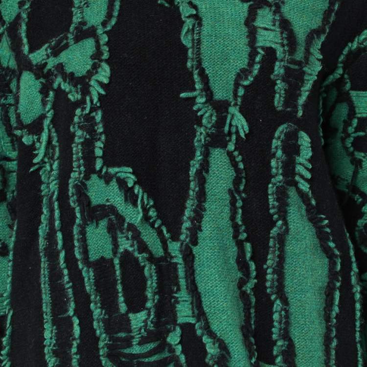 Pre Owned Stella McCartney Black & Green Jacquard Knit Crewneck Sweater S