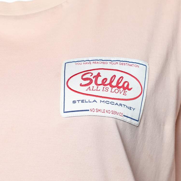 Pre Owned Stella McCartney Light Pink Cotton All Is Love Patch Detail Crewneck T-Shirt M