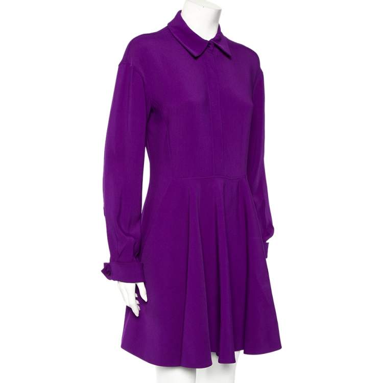Pre Owned Stella McCartney Violet Crepe Long Sleeve Flared Dress S