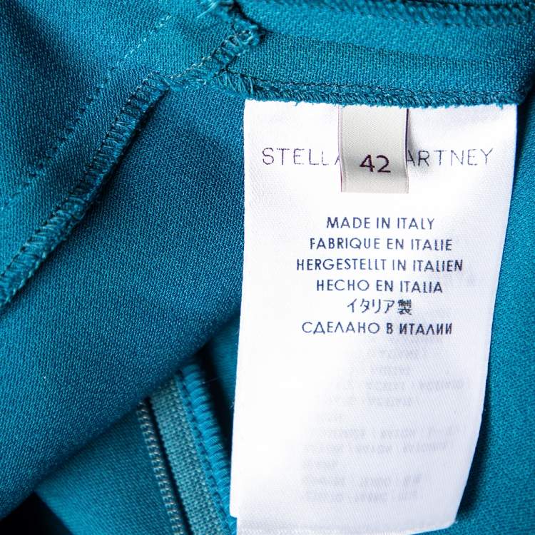 Pre Owned Stella McCartney Teal Green Crepe Lace Trim Detail Sleeveless Trail Gown M