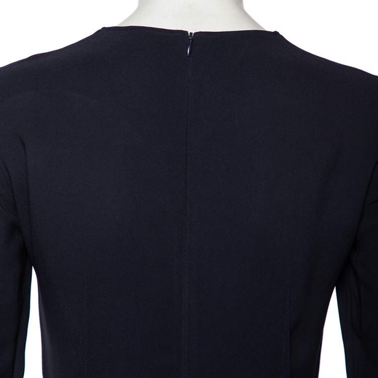 Pre Owned Stella McCartney Navy Blue Cady Long Sleeve Peplum Blouse S