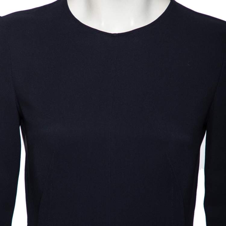 Pre Owned Stella McCartney Navy Blue Cady Long Sleeve Peplum Blouse S