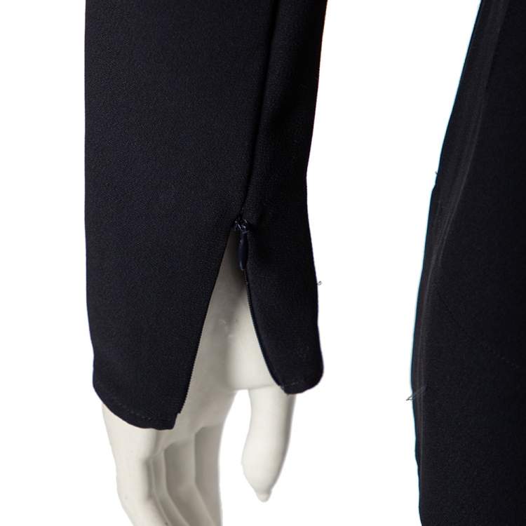 Pre Owned Stella McCartney Navy Blue Cady Long Sleeve Peplum Blouse S