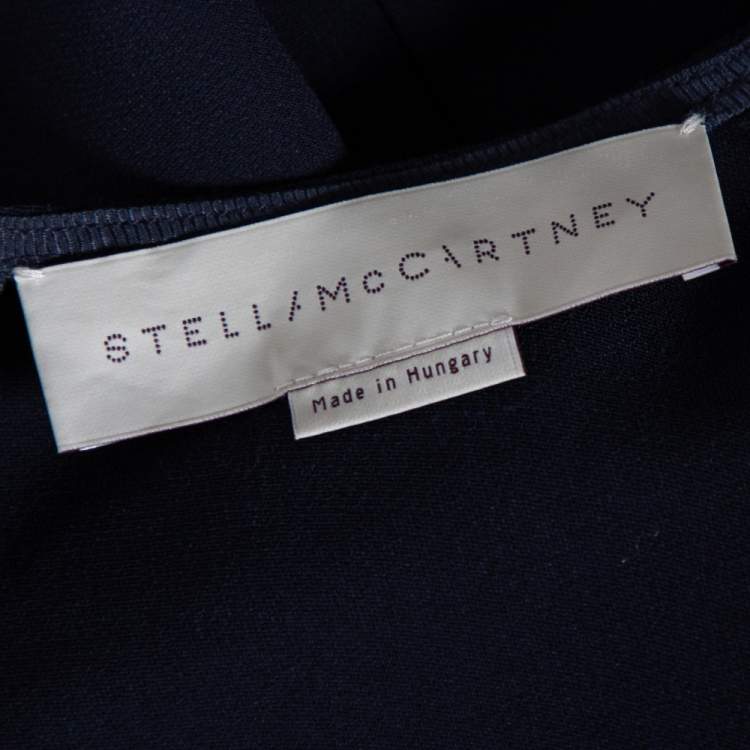 Pre Owned Stella McCartney Navy Blue Cady Long Sleeve Peplum Blouse S