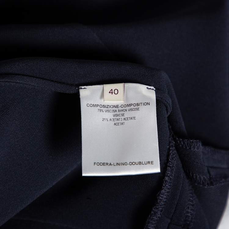 Pre Owned Stella McCartney Navy Blue Cady Long Sleeve Peplum Blouse S
