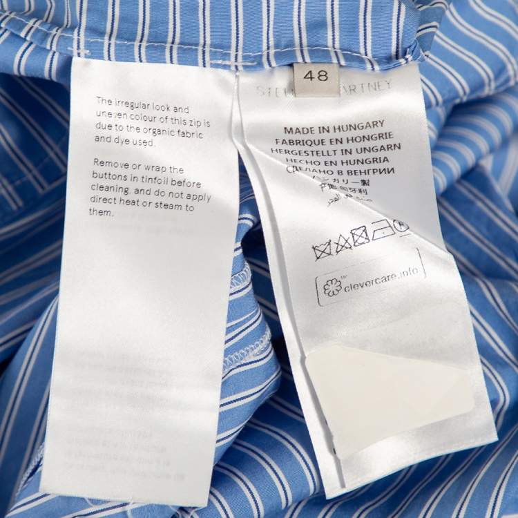 Pre Owned Stella McCartney Blue Striped Cotton Belted Poplin Pants L 
