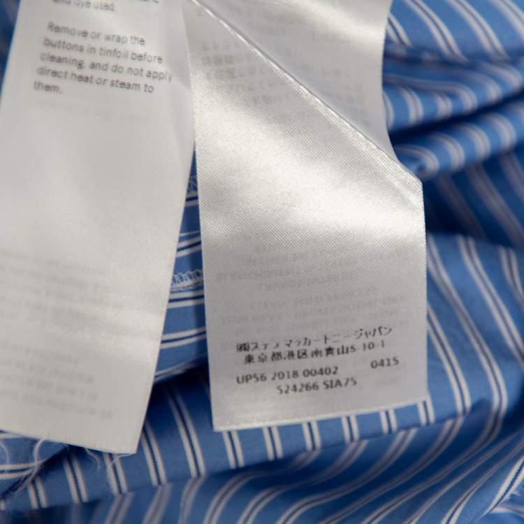 Pre Owned Stella McCartney Blue Striped Cotton Belted Poplin Pants L 