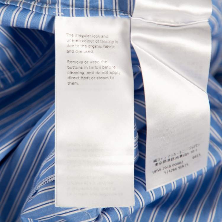 Pre Owned Stella McCartney Blue Striped Cotton Belted Poplin Pants L 