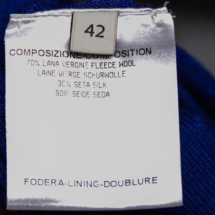 Pre Owned Stella McCartney Blue Wool Ribbed Sleeve Detailed Round Neck Sweater M