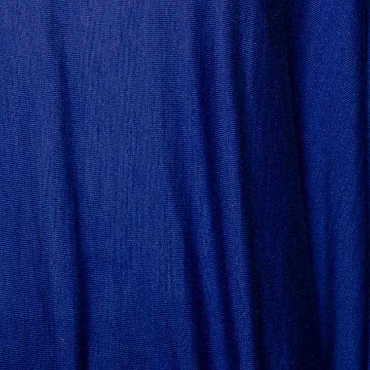 Pre Owned Stella McCartney Blue Wool Ribbed Sleeve Detailed Round Neck Sweater M