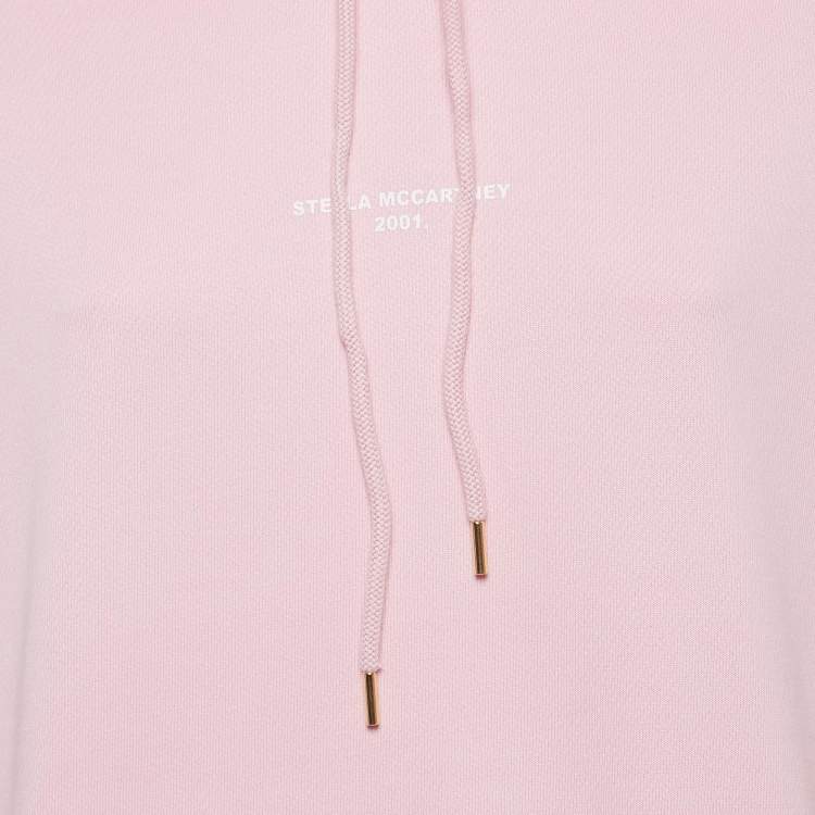 Pre Owned Stella McCartney Pink Logo Printed Cotton Knit Hoodie M