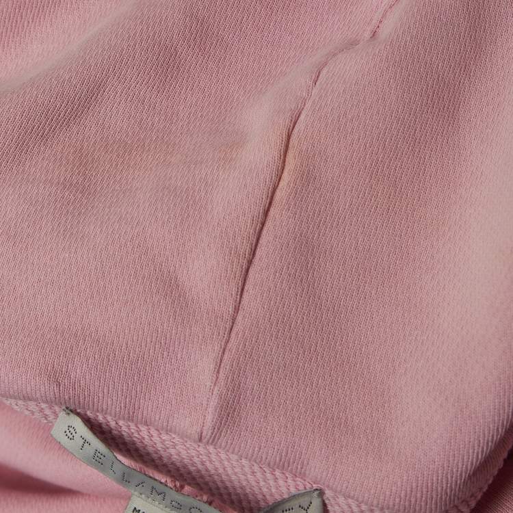 Pre Owned Stella McCartney Pink Logo Printed Cotton Knit Hoodie M