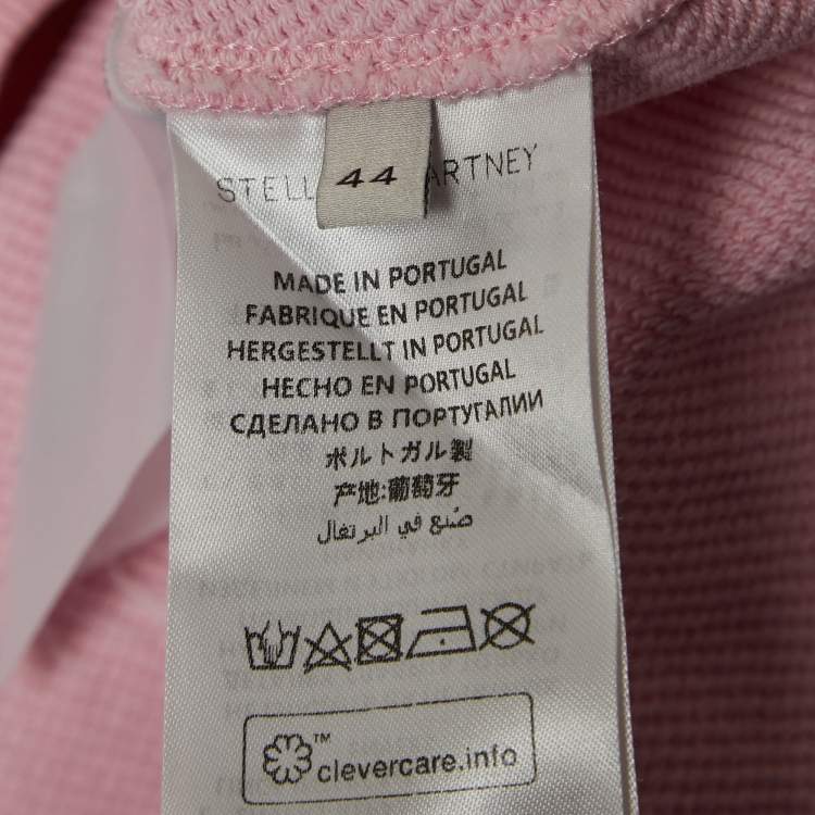 Pre Owned Stella McCartney Pink Logo Printed Cotton Knit Hoodie M