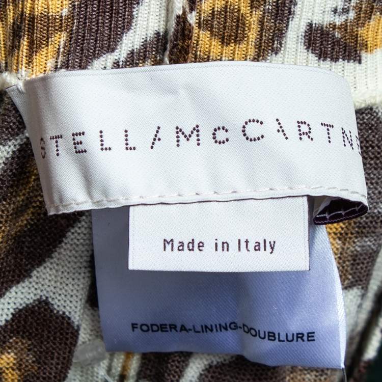 Pre Owned Stella McCartney Cream Animal Printed Wool Knit Joggers M
