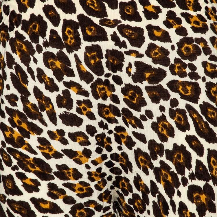 Pre Owned Stella McCartney Cream Animal Printed Wool Knit Joggers M