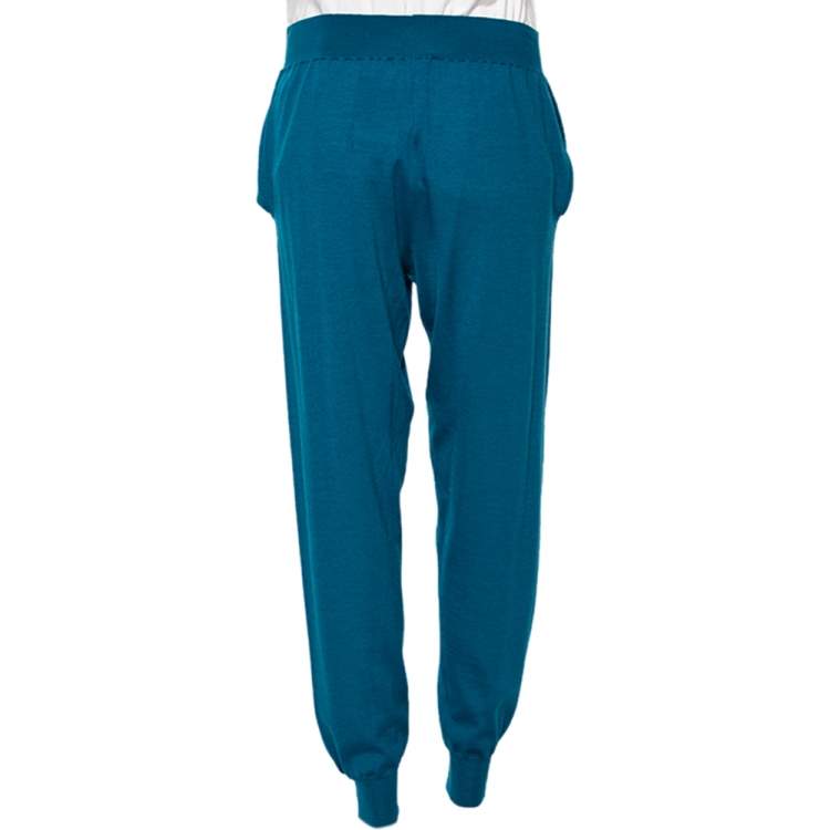 مملوكة مسبقًا Stella McCartney Bright Blue Wool Cinched Waist & Hem Detail Pants M