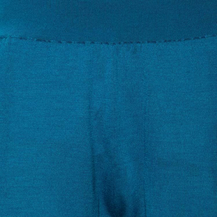 مملوكة مسبقًا Stella McCartney Bright Blue Wool Cinched Waist & Hem Detail Pants M