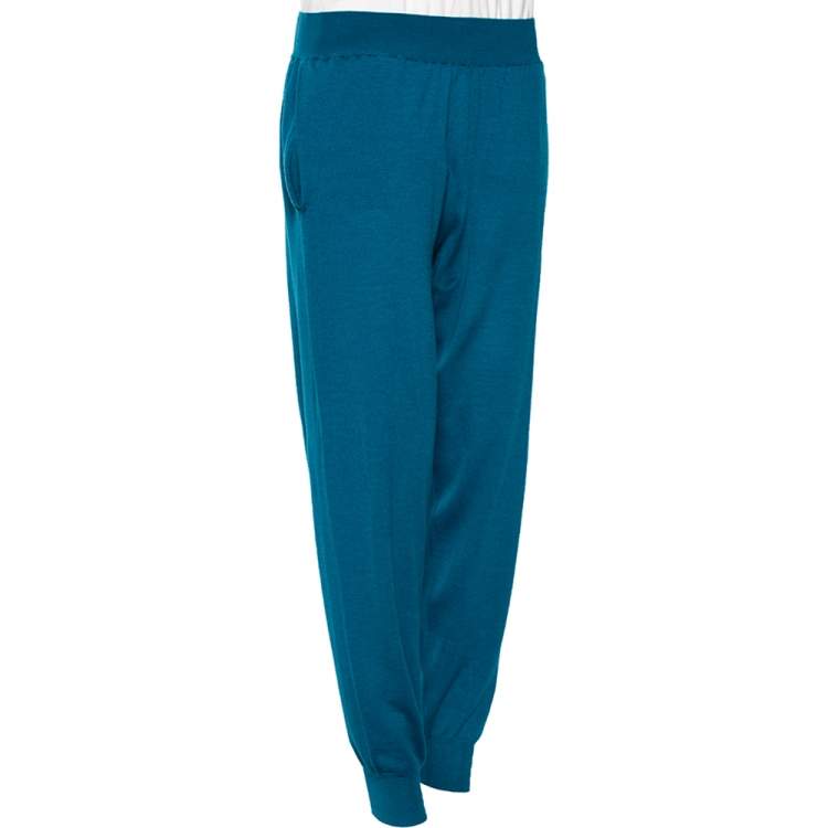 مملوكة مسبقًا Stella McCartney Bright Blue Wool Cinched Waist & Hem Detail Pants M