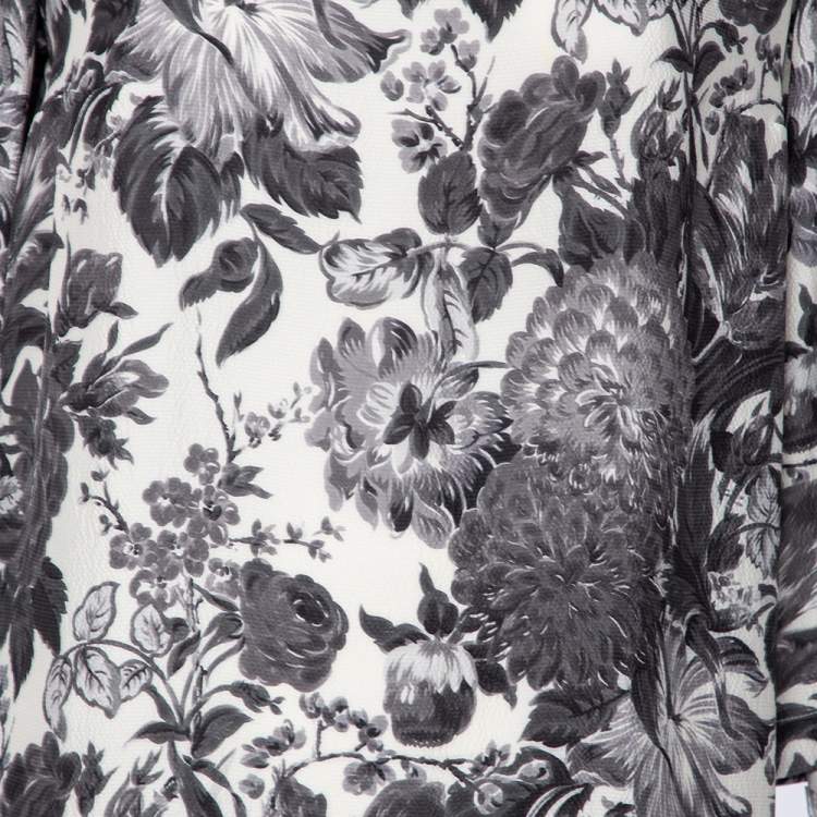 Pre Owned Stella McCartney Monochrome Floral Printed Silk Short Dress M 