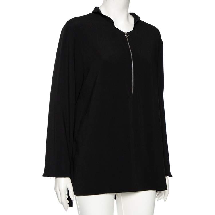 مملوكة مسبقًا Stella McCartney Black Crepe Zip Detail Long Sleeve Arlesa Blouse L